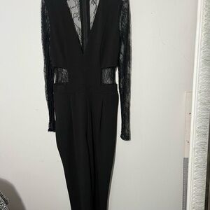 Express Black Lace Detail Jumpsuit